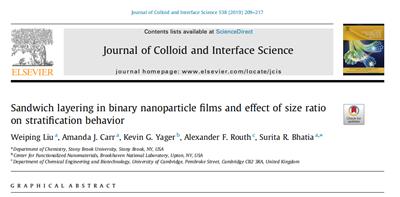 英文文献Sandwich layering in binary nanoparticle films and effect of size ratio on stratification behavior