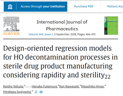英文文献（Picarro G2114）Design-oriented regression models for H2O2 decontamination processes in sterile drug product manufacturing considering rapidity and sterility